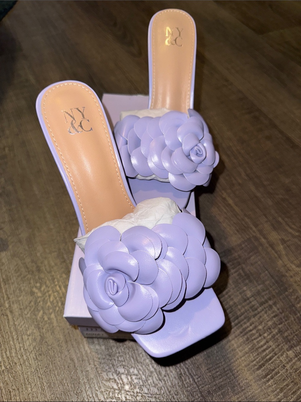 New York & Company Lavender Floral Slide Mules | Never Worn